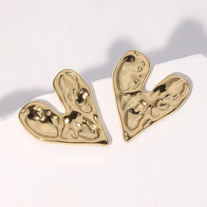 Beimai OEM Earrings Simple Heart-shaped Irregular Stainless Steel Earrings