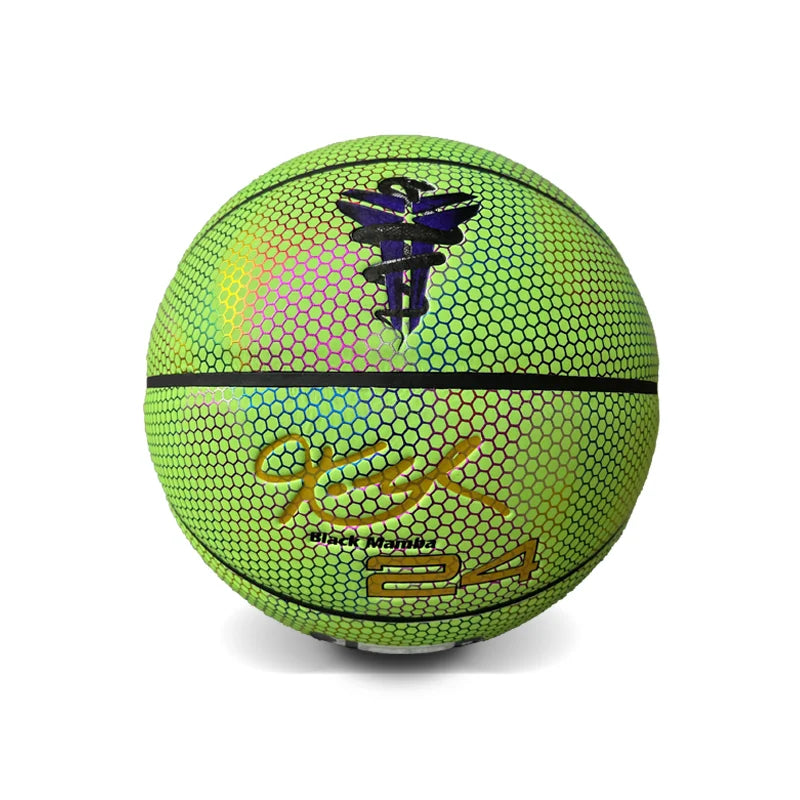 WUNIQUE PU Glow in Dark Basketball Fluorescent Bright Sun Shine Streetball Classic Size 7 Luminous Eco-Friendly Water Resista