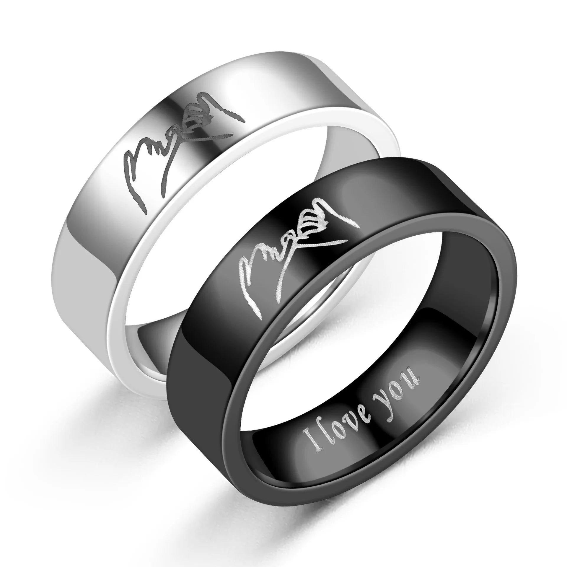 Wholesale 6mm Romantic I Love You Couple Rings Letter Titanium Steel Charm Ring Unisex Fashion Jewelry Gifts Metal Lovers Rin