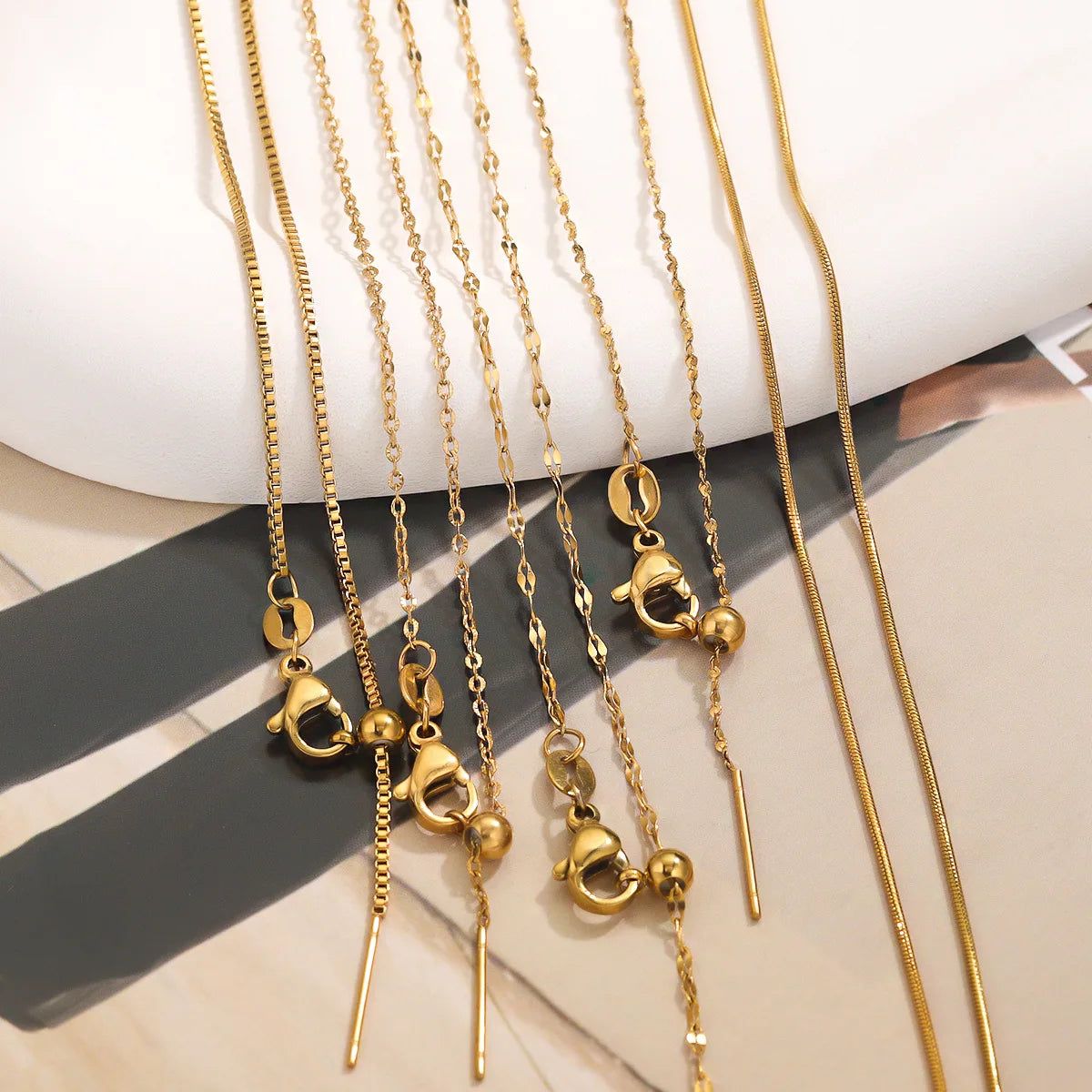 45cm Adjustable Almighty Chain Stainless Steel Diy Jewelry Necklace 18k Gold Plated Box Chain