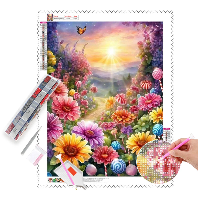 DIY Diamond Painting Flowers in Mountains Diamond Art 5d Diamond Painting Fairy Dust Drills Customization Picture