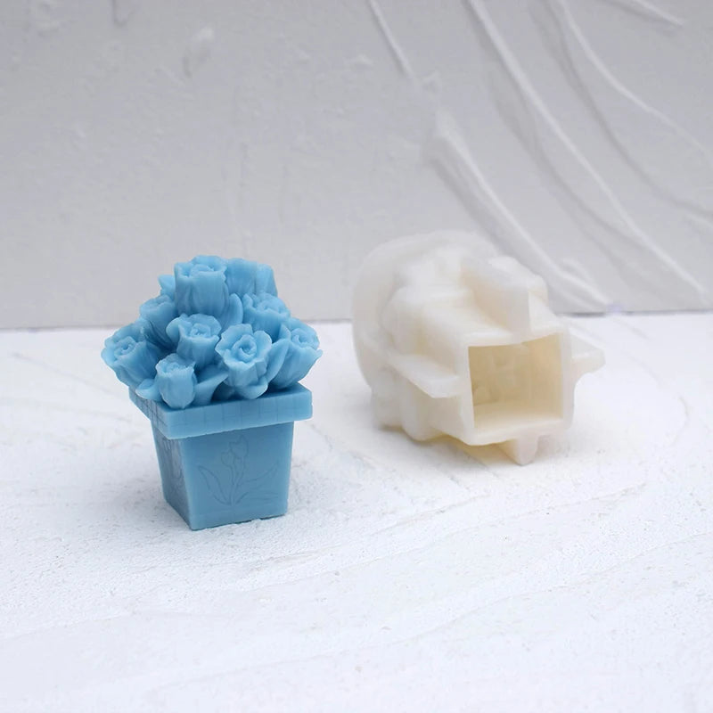Creative Bouquet Candle Mold Table Decoration Binding Sunflower Rose Floral Bouquet Pillar Silicone Mold Luxury Wedding Gift
