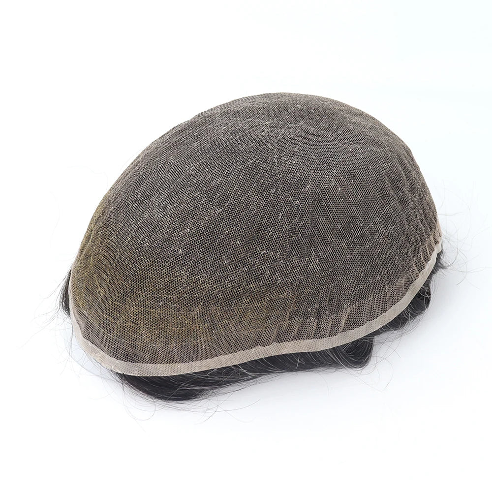 French Lace  Men Toupee Bleached Knot Male Hair Prosthesis Natural Hairline Breathable Hair Patch  for Men Human Hair Wig Sys