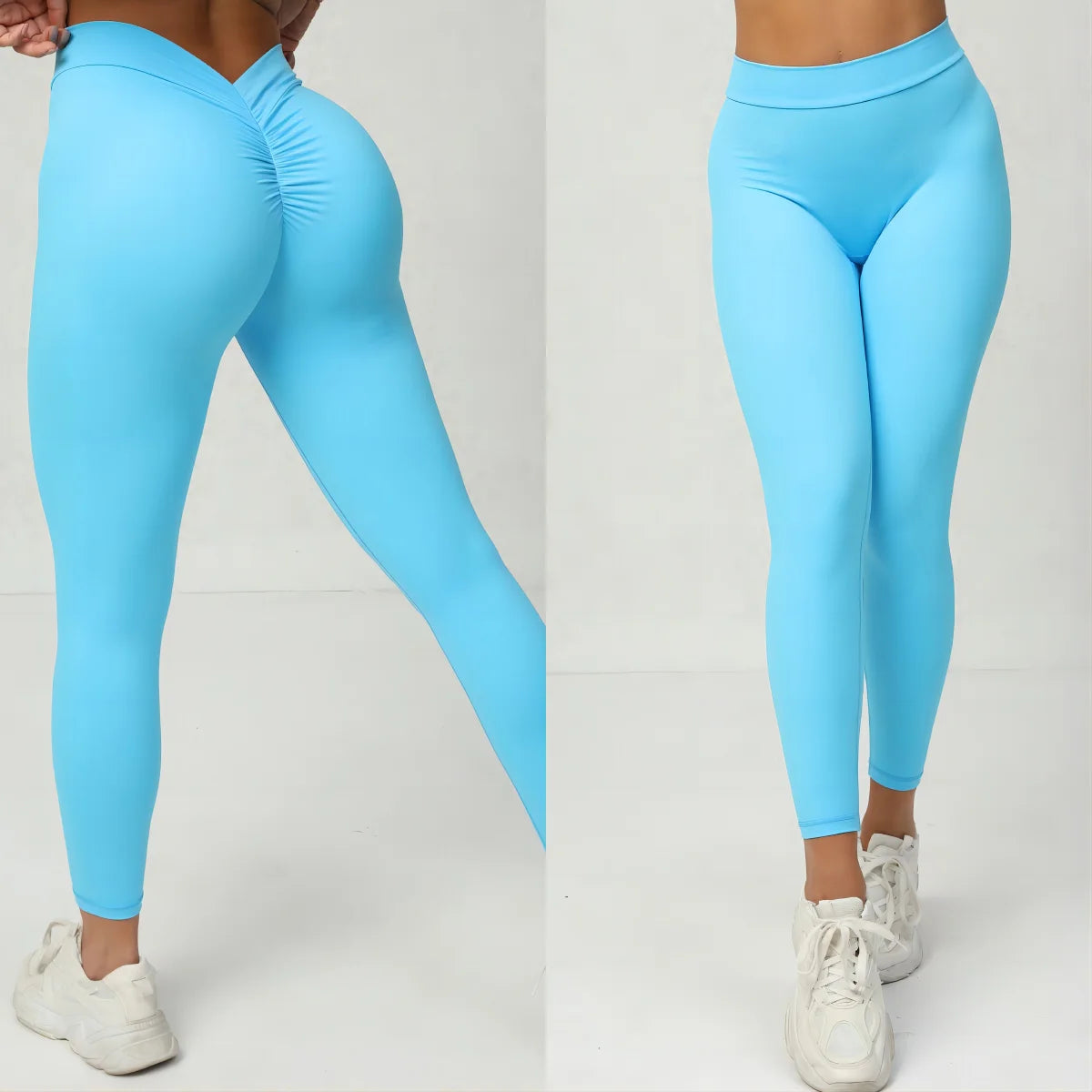 Women's Sexy  Colorful Yoga Pants Women High Waist Yoga Pants  Tight v Back  Leggings  With Wrinkles on the Buttocks