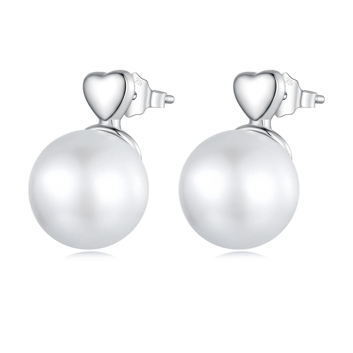 925 Sterling Silver Shell Pearl Drop Earrings Elegant Heart-Shaped Women's Engagement Jewelry BSE741