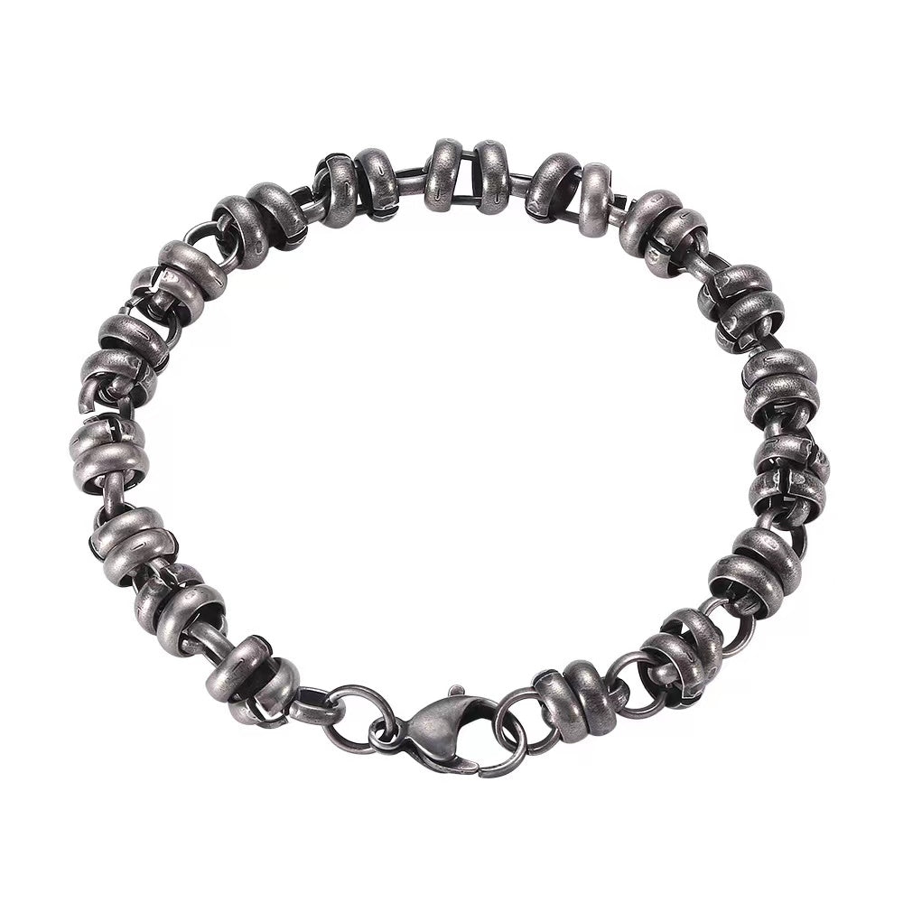Cheap Handmade Stainless Steel Vintage Silver Twisted Cable Motorcycle Chain Bracelets for Men Women