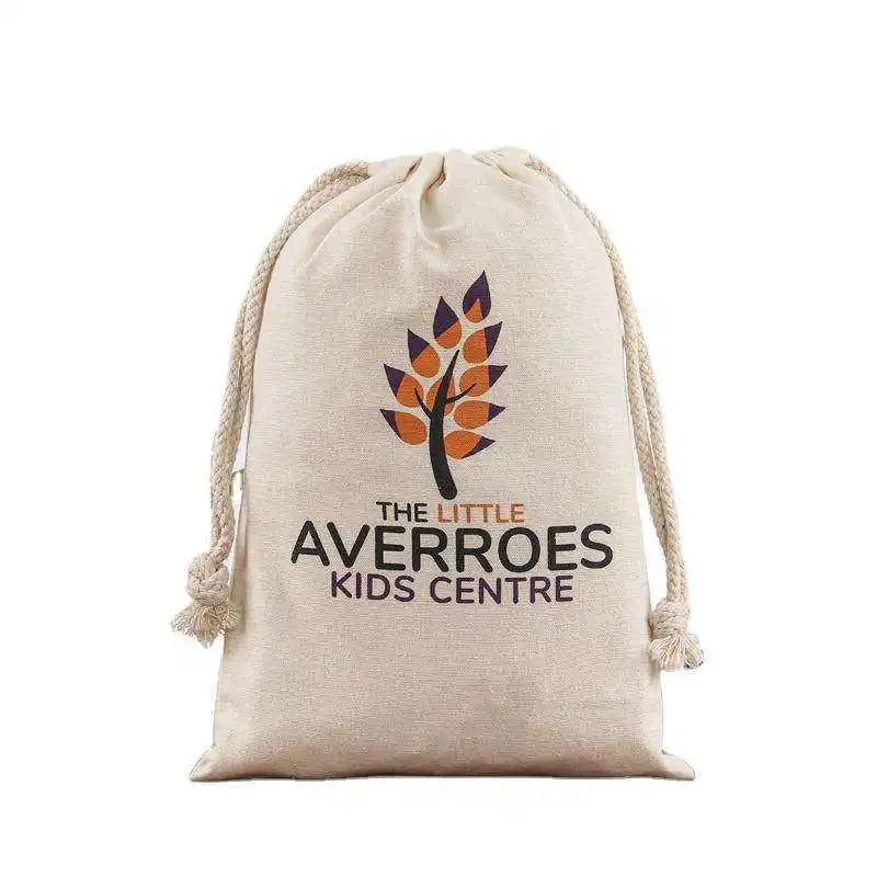 Small 20x24cm Eco-friendly Cotton Rope Handle Jewellery Bag with Letter Pattern