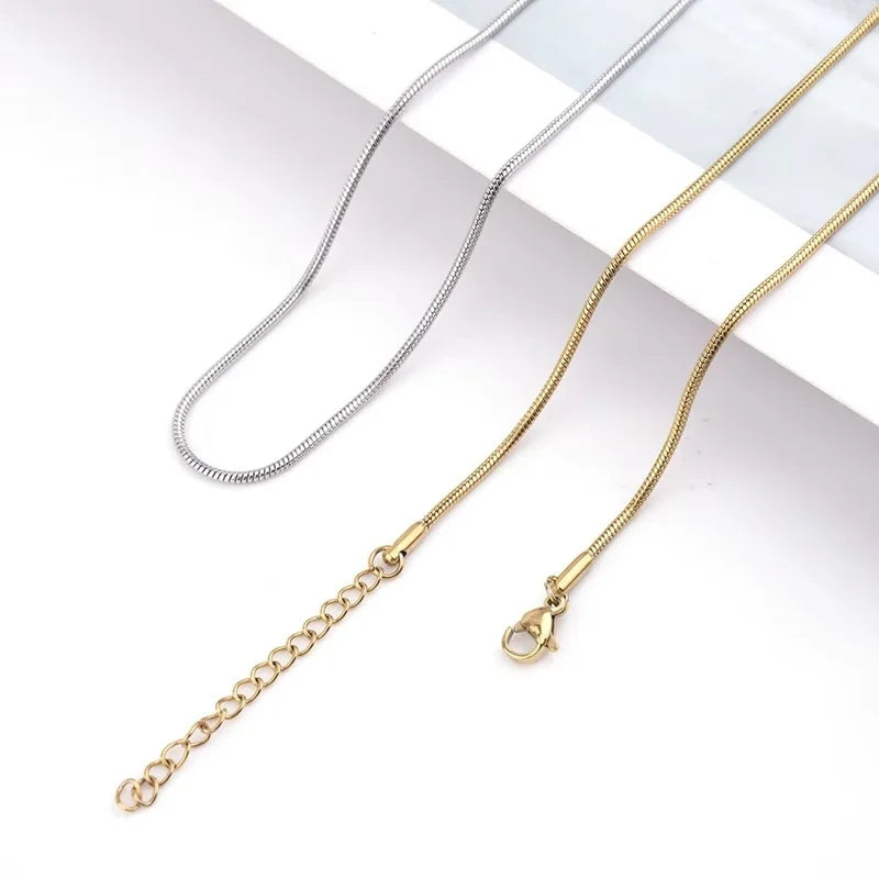 Stainless Steel Round Snake Bone Chain Necklace Gold Silver Plated Stainless Steel Choker