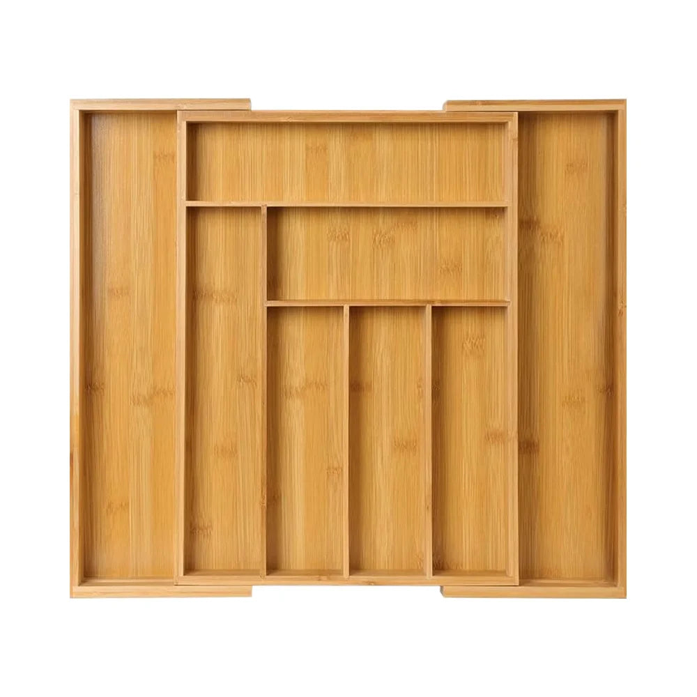 FDA Wood Rectangle Expandable Drawer Storage Box Silver Folding Cutlery Racks for Kitchen Knives Wooden Divider 5kg Organized