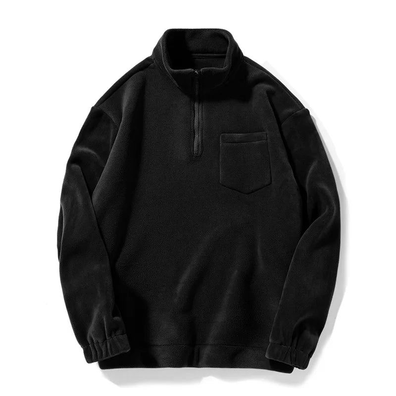 High Quality Men's Oversize Quarter Zip Collar Solid Crew Sweatshirt New Arrival Custom Wholesale Winter Zip Neck Hoodie Stan