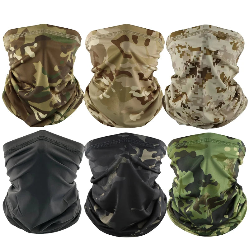 Outdoor Summer Ice Silk Cooling Sports Cycling Quick Drying Sun Protection Camo Neck Gaiter Cover Scarf Bandana Mask
