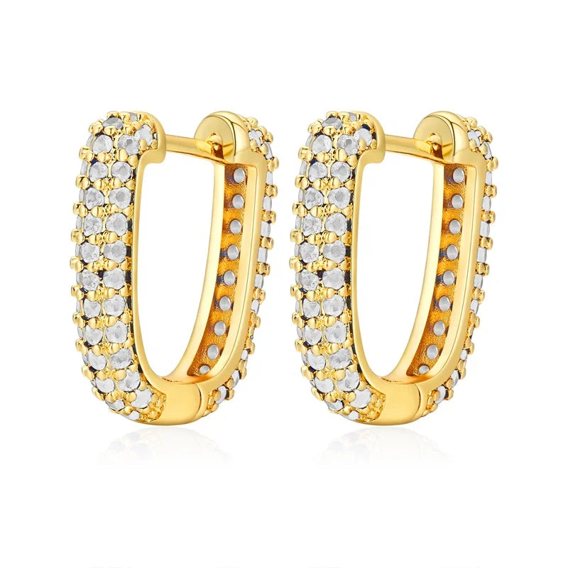 Women Fine Jewelry 18k Gold Plated Hoop Round Zircon Hoop Twist 18k Gold Plated Hoop Earring