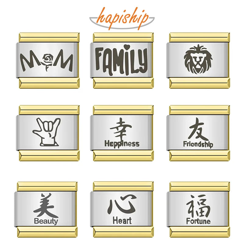 Hapiship Italian Charms Wholesale Mom Family Stainless Steel Italian Charms Pulseras DJ065