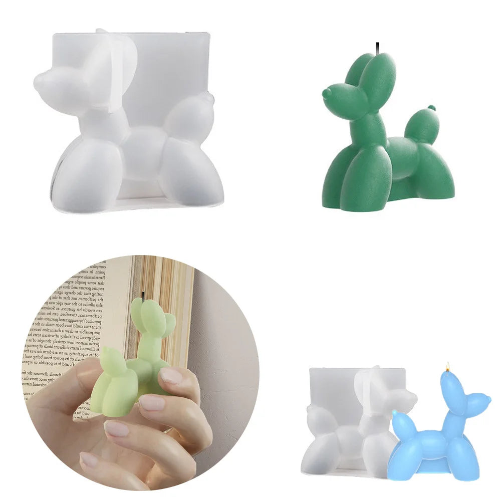 Wholesale DIY Handmade 3D Balloon Dog Keychain Pendant Silicone Candle Mold for Resin Gypsum Candles