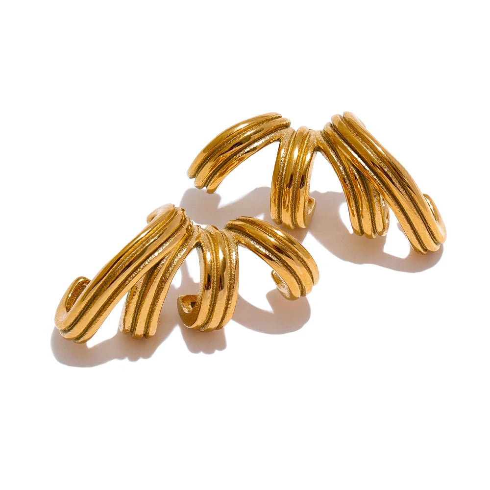 JINYOU 3536 Stylish Unique Stainless Steel Golden Fashion Earrings for Women Anti Allergic Metal Distinctive Daily Jewelry
