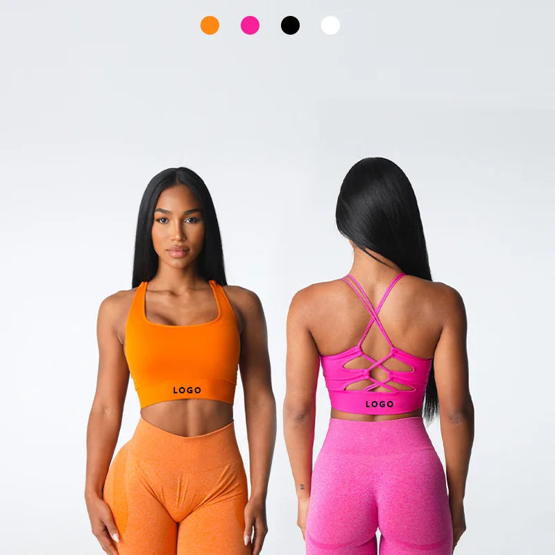 Double Shoulder Straps Sweet Crisscross Open Back All Day Support Thrive Minimal Seamless Womens Gym Yoga Sports Bra Corset T