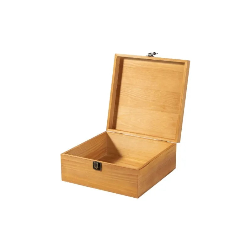 High Quality Unfinished Wooden Display Box with Hinged Lid and Front Buckle for DIY Craft Storage of Jewelry Gifts Home Decor