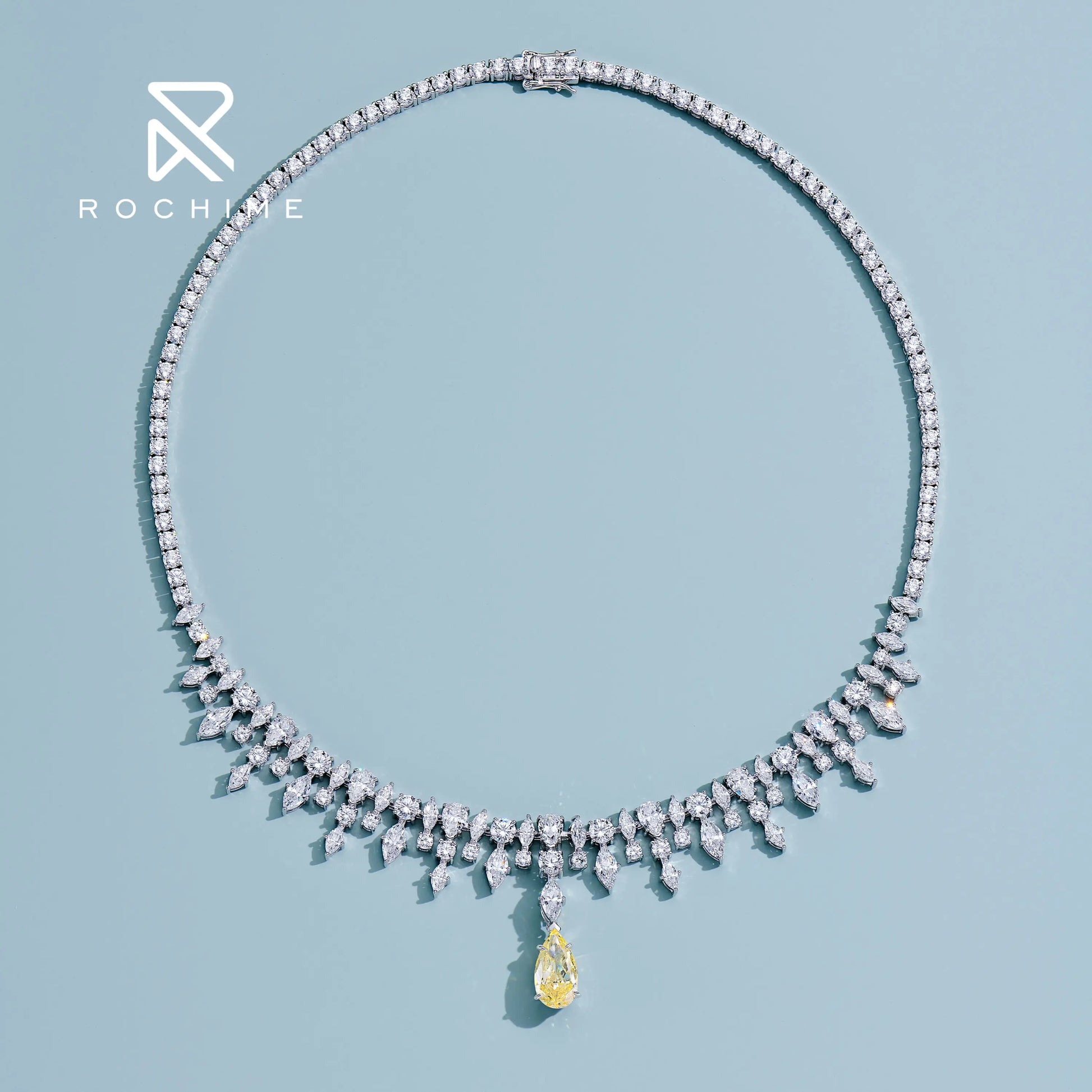 Rochime Luxury Designer Three Ways to Wear Pearl Diamond Necklace 925 Sterling Silver Zirconia Fashion Fine Jewelry for Ladie