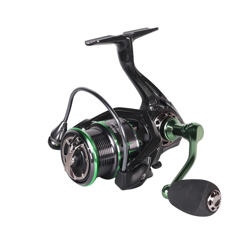 KALIOU RX1500 Bearings Waterproof Left Hand Baitcasting High Speed Spinning Fishing Reels 5.2:1 Gear Ratio Black+Green for