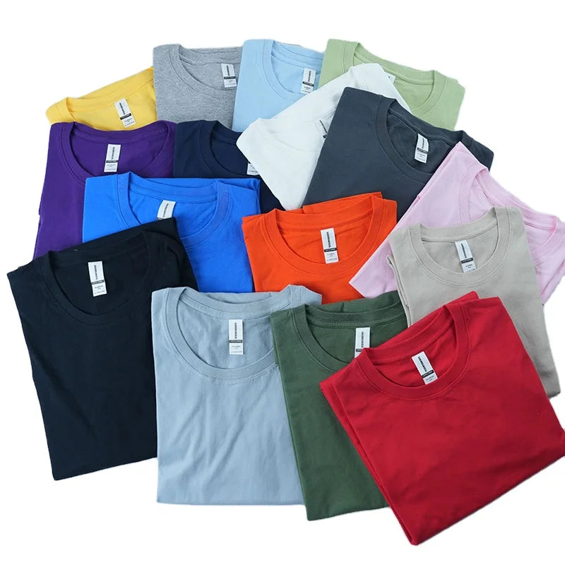 YKH 200GSM 100% Cotton Cuff T- Shirt  High Quality With Custom Logo Men's Shirt Kids Boys Oversize Plain Shirts