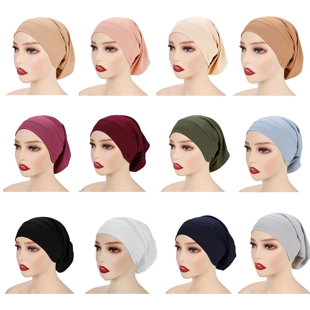 New Malaysia Women's Cotton Modal Cross Hijab Caps Open Back Jersey Muslim Innercap Ethnic Bandana