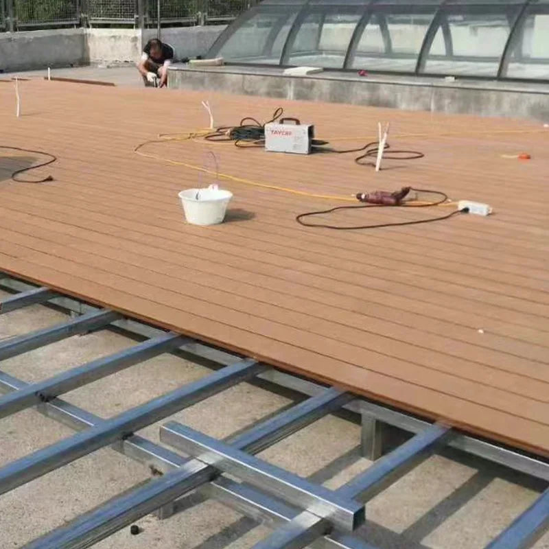 Waterproof Swimming Pool WPC Composite Decking with Groove or Sanded Finish Eco-friendly Outdoor Flooring
