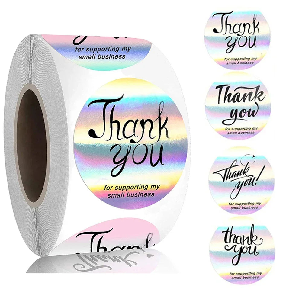 Custom Print Luxury Thank You Adhesive Sticker Vinyl Waterproof Gift Bag Food Shipping Packing Box Seal Label Logo Packing Bo
