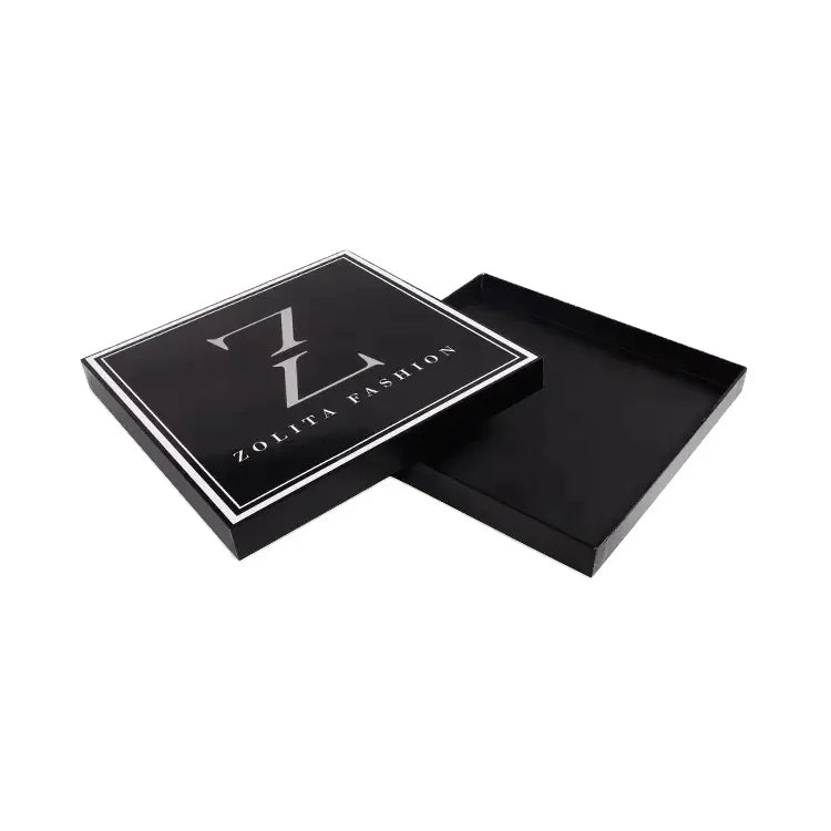 Custom Logo Silver Stamping Paper Gift Box Top Bottom Folders With Gold Foil Embossing Matt Glossy Lamination Printing Handli