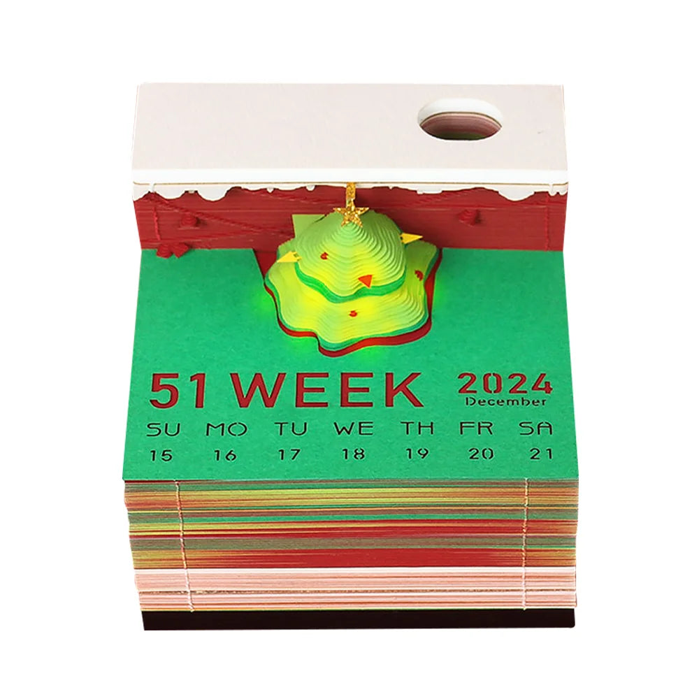Calendar Custom Logo Gifts Christmas Tree With LED Light 3D Memo Pad Notepad Christmas Ornaments Funny Novelty Gifts Items