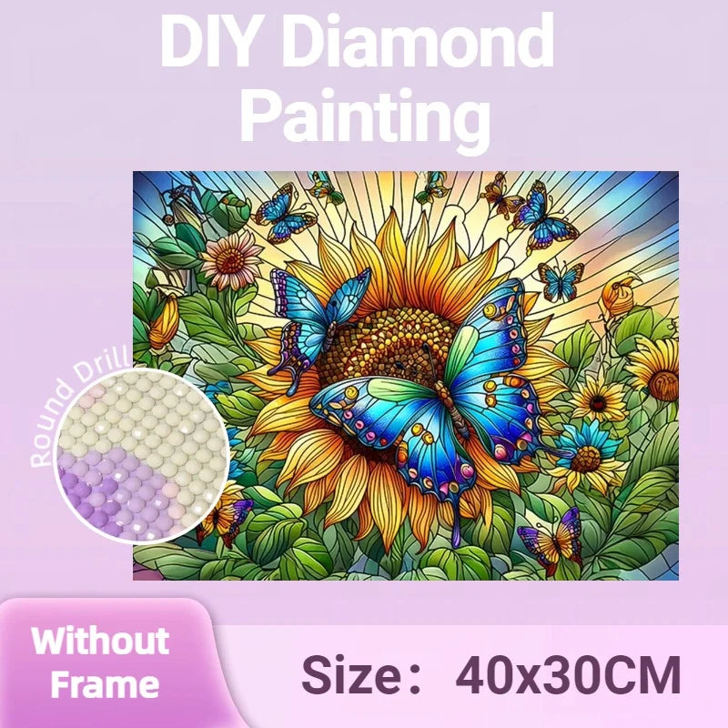 Handmade 40*30CM Sunflower Diamond Painting Full Round Acrylic Drill Modern Diamond Painting Kit for Home Decoration