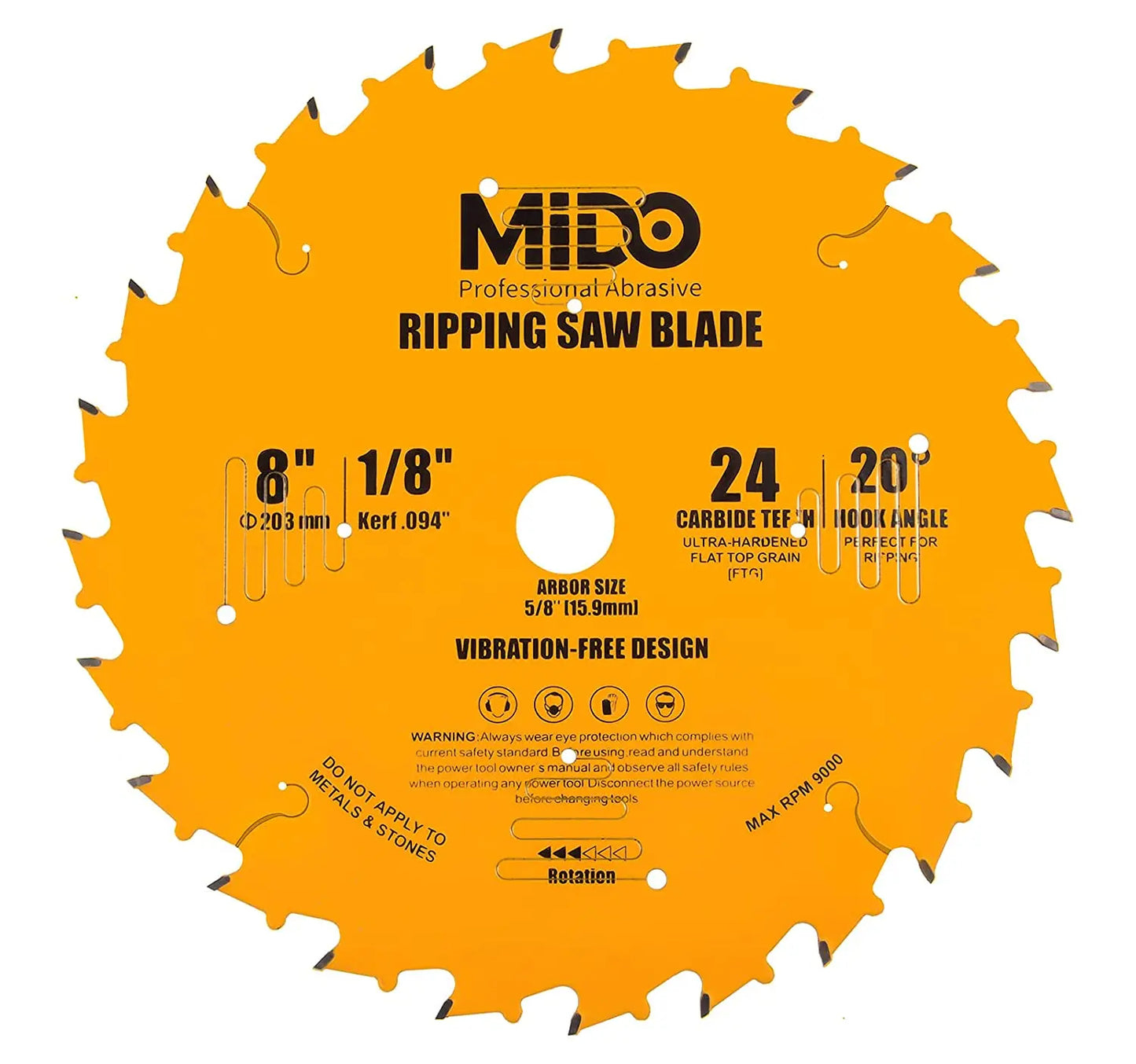 US Local Stock Ships in 24H Free Shipping USA 8 Inch 24-Tooth Miter Saw Blades 5/8'' Arbor Ripping Tico Carbide Cutting Disc