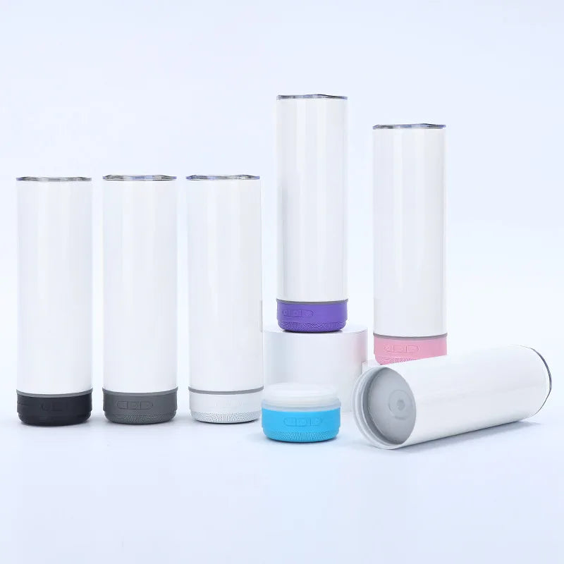 20oz Stainless Steel Coffee Cups Water Bottle Sublimation Straight Tumbler Bluetooth Speaker Classic Can Cooler Tumbler Party