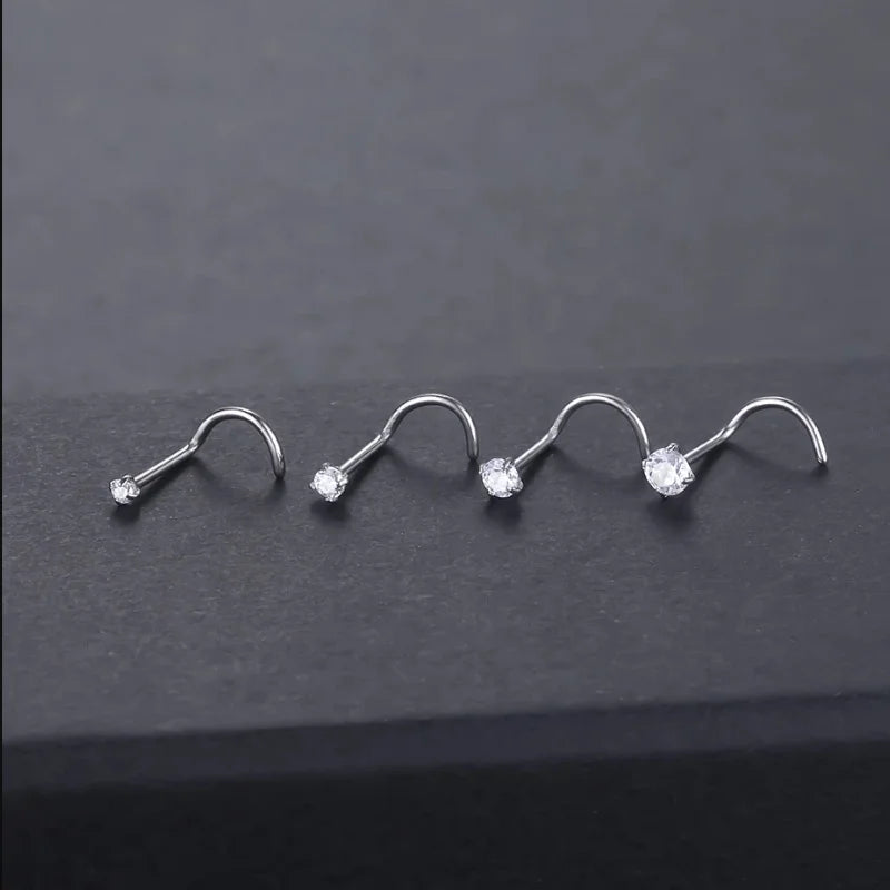 Ins Style ASTM F136 Titanium Piercings Jewelry Zircon Nose Ring Nostril Piercing 5 Shape Nose Stud