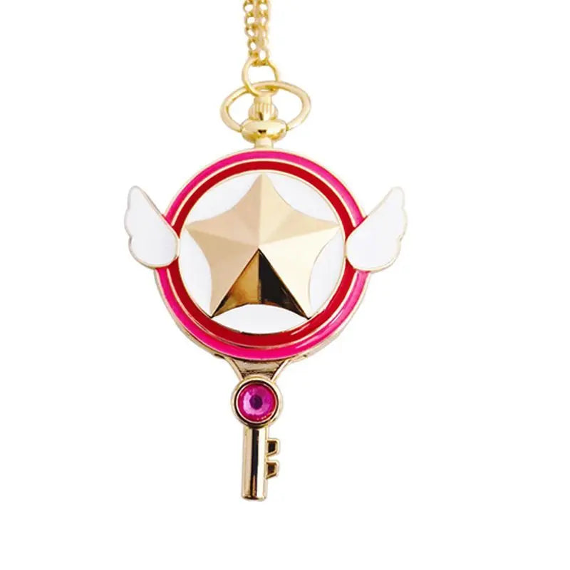 Antique  Sailor Moon Old Necklace Quartz Clock Pendant Moon Anime Pocket Watch With Chain for Cosplay Gift