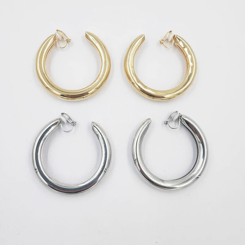 Wholesale Ins Alloy Big Hollow Cube Clip Hoop Earrings for Women Chunky Jewelry