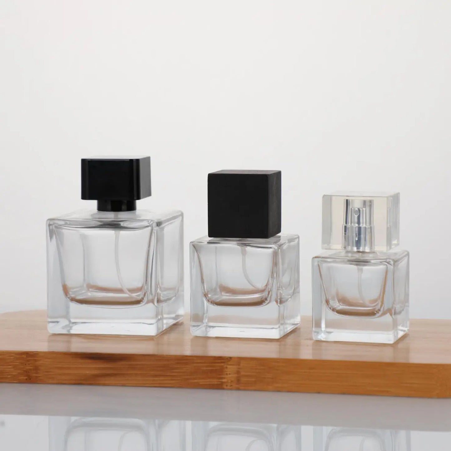 Clear Luxury Square Design Mens 30ml 50ml 100ml Perfume Bottle Empty Spray Glass Screen Printing Pump Sprayer Custom Logo Tuo