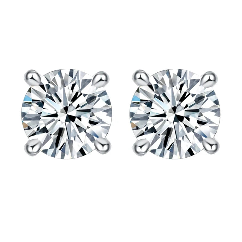 6.5mm Moissanite Gemstone Fashion Earrings Simple Design 18k Gold Plated Round Moissanite Earrings for Men
