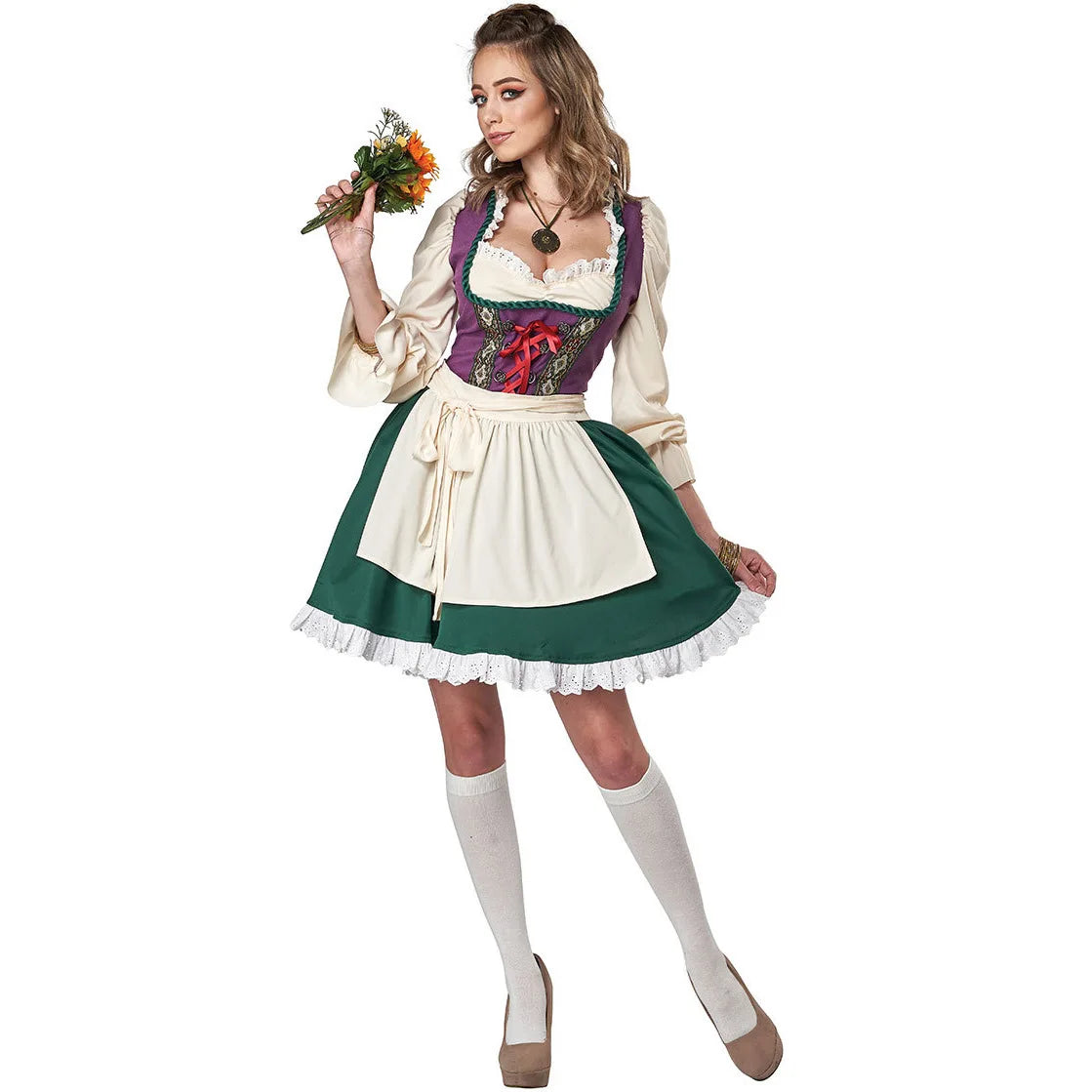 Beer Festival Costume Bavarian National Dress Green Dress Green Maid with Apron for Adults