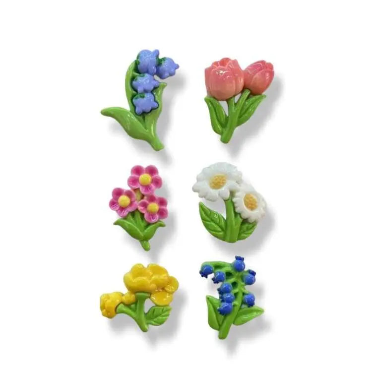 100Pcs Resin Mini Stem Flower Flatback Figurines Scrapbooking Cabochon Fit Hair Bows Center Accessories DIY Embellishment Cra