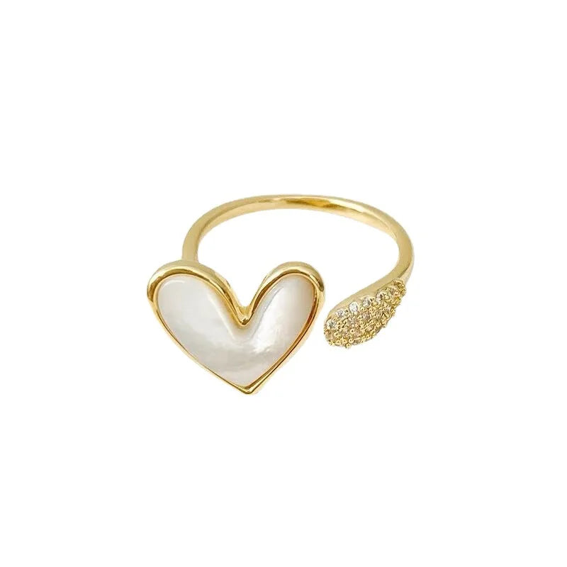 2025 Wholesale Vintage Index Finger Shell Rings Adjustable Rose Gold Plated Rings Fashionable Heart Rings for Women