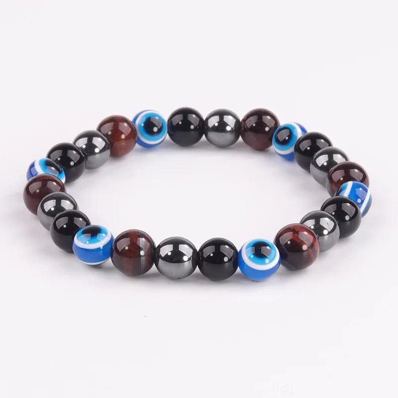 Hot Selling 8/10MM Blue Tiger Eye Beads Bracelet Resin Eye Evil Bead Bracelets for Men Women