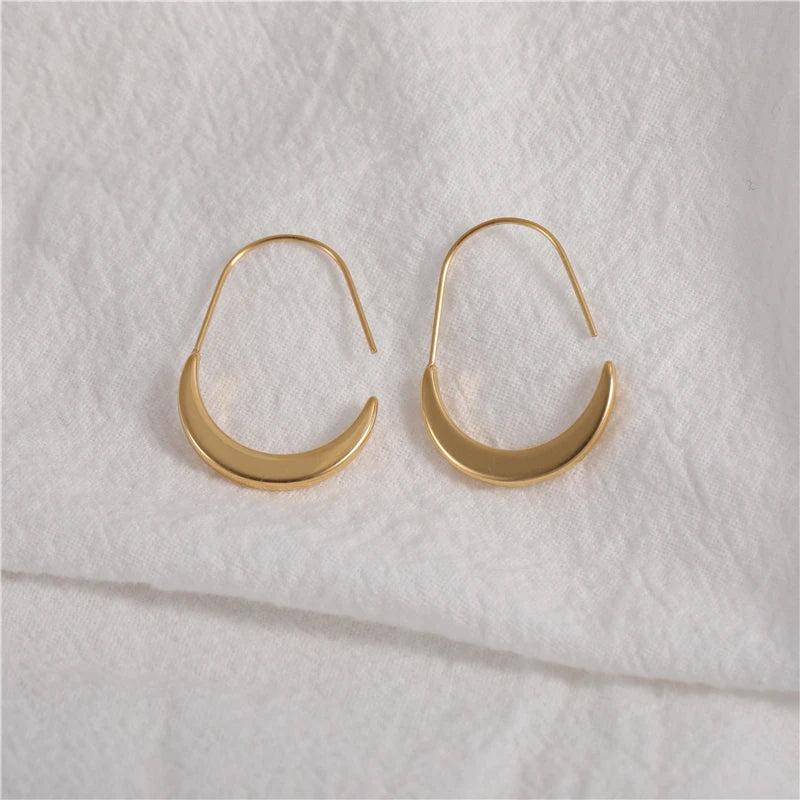 Fenny Tarnish Free Cute 20mm Oval Artstic Crescent Large Hoop Earring for Women Trendy Wholesale Stainless Steel Ladies Jewel