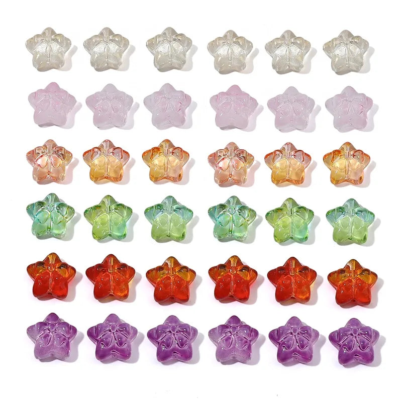 Cute Multicolor Glass Acrylic Pentagram Bow Beads DIY Hand-woven Bracelet Hair Rope Beaded Material Jewelry Accessories Beads