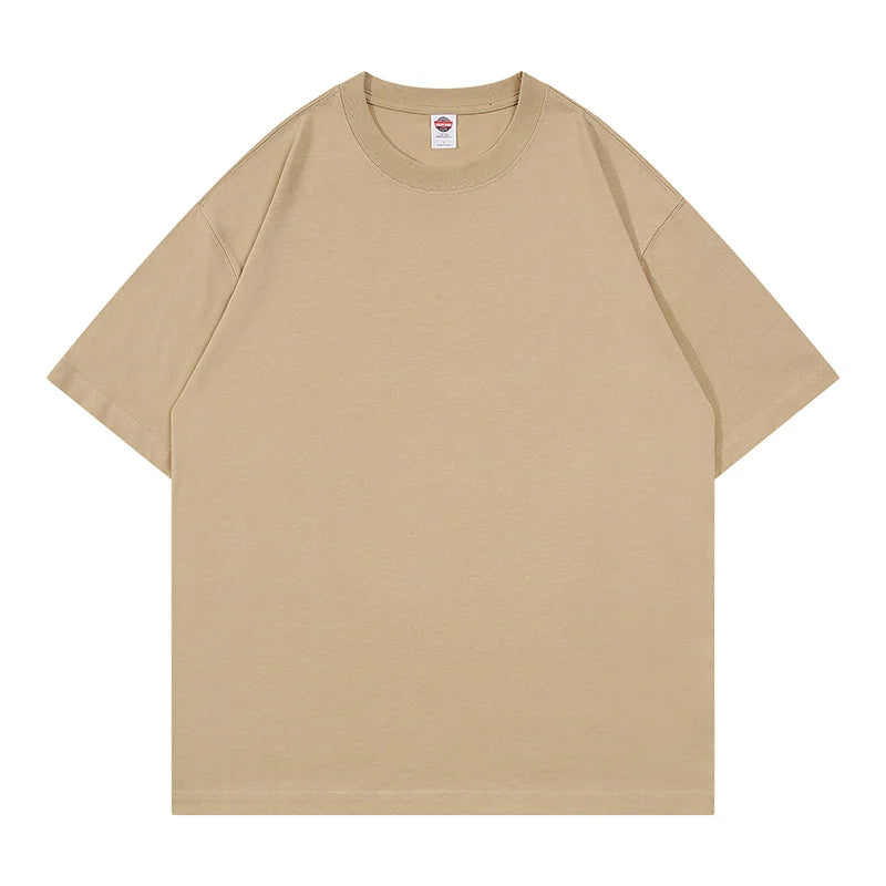Wholesale Summer Short Sleeve Luxury Quality Custom Logo 210GSM 100% Cotton Men's Tee T-shirt Blank Plain Oversized T Shirt