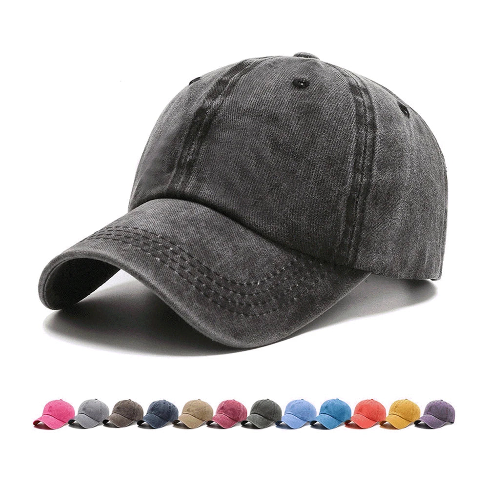 Custom Unisex Adjustable 6-Panel Denim Baseball Cap Embroidered Pattern for Summer Outdoor Sports for Men and Women