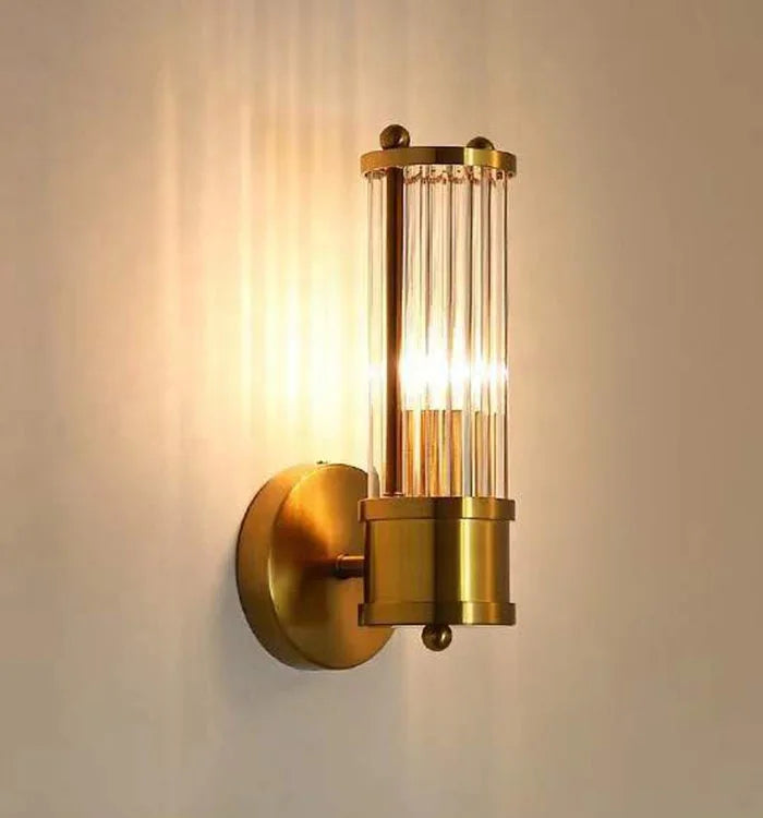 E14 Bulb Nordic Style Wall Lamp Iron Crystal Glass Lampshade Gold Sconces Wall Lamp for Bedromm