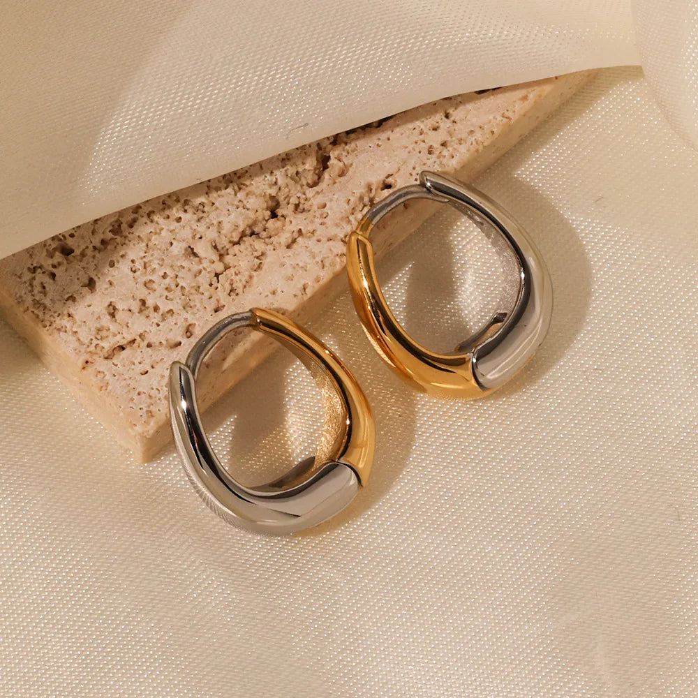 Trendy Stainless Steel Small Chunky Hoop Earrings Minimalist Waterproof Jewelry 18k Gold Plated Chunky Hoop Earrings for Wome