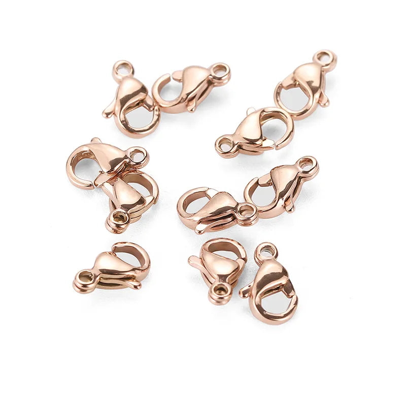 GP Trigger Clasp with Ring Waterproof Stainless Steel Lobster Clasp for Permanent Jewelry Chains Making 18K Gold Finish