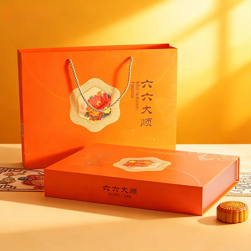 Factory Custom logo Gift Food Mooncakes Holiday Pastries Candies Cake Shopping Rigid Cardboard Ramadan Packaging Paper Bag Bo