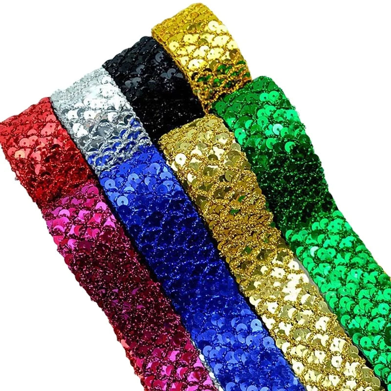 3.5cm Diy Garment Accessories 5 Rows Pet Sequins Nonelastic Webbing Lace Ribbon Knitted Sewing Textile Costume Beaded Lace Tr